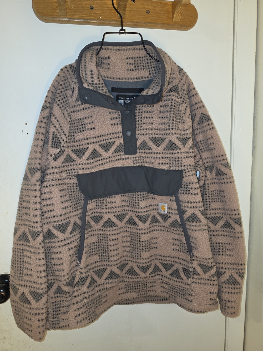 Carhartt Men’s Pink Patterned Fleece Pullover Sweater